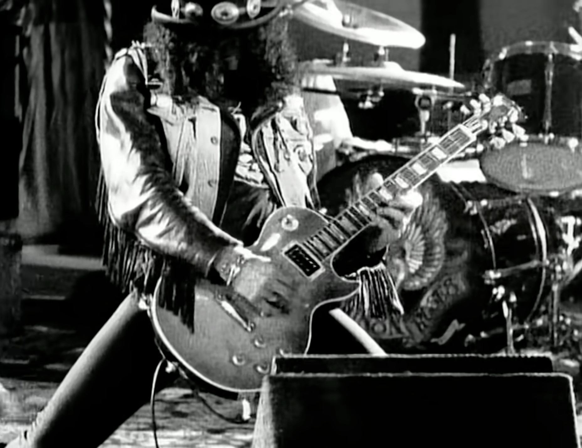 Slash playing guitar solo, inspiration for Surfing Cold Hawaii